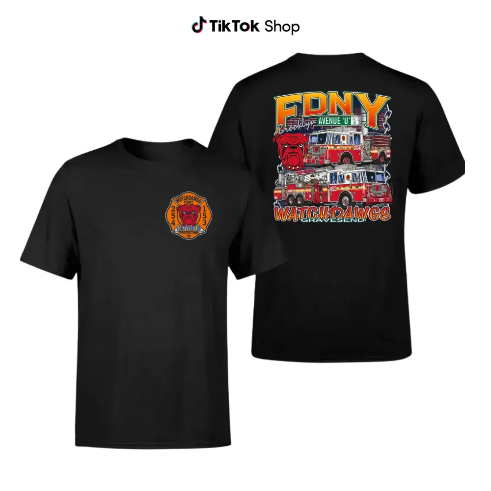 FDNY Watchdawgs Gravesend T-Shirt, Vintage Streetwear Firefighter Tee, Soft Cotton Blend, Gift For Firefighters And Fire Truck Enthusiasts