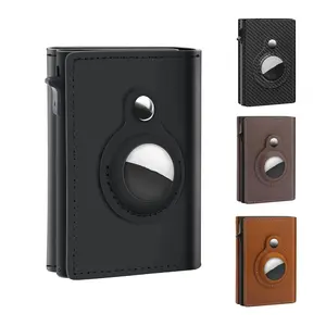 Men's Smart Wallet with Airtag Holder,Smart Pop Up Case Wallet with Money Clip RFID Blocking Bifold Wallet Birthday Gift, Gift for Men, Leather, Slim, Carbon Fiber, 9 Cards Capacity | ID Window | Cash Slot ,Gift For Father/Dad/Grandpa ,Father's Day Gifts