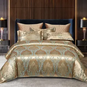 Geometric Pattern Satin Jacquard Bedding Set, 1 Count Duvet Cover & 1/2 Counts Pillowcase without Filler, Soft Comfortable Bedding Set for Home Bedroom, Modern Bedding Set