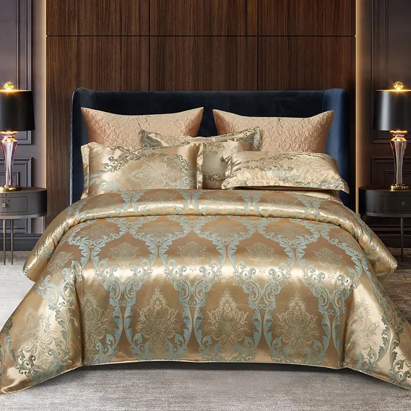 Geometric Pattern Satin Jacquard Modern Bedding Set, 1 Count Duvet Cover & 1 or 2 Counts Pillowcase without Filler, Soft Comfortable Bedding Set for Home Bedroom