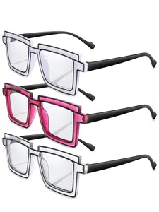 3 Piece Set Geometric Fashion Glasses, Trendy Accessories for Music Festivals, Raves, Parties, Party Event Props, Daily Wear, Halloween Gifts