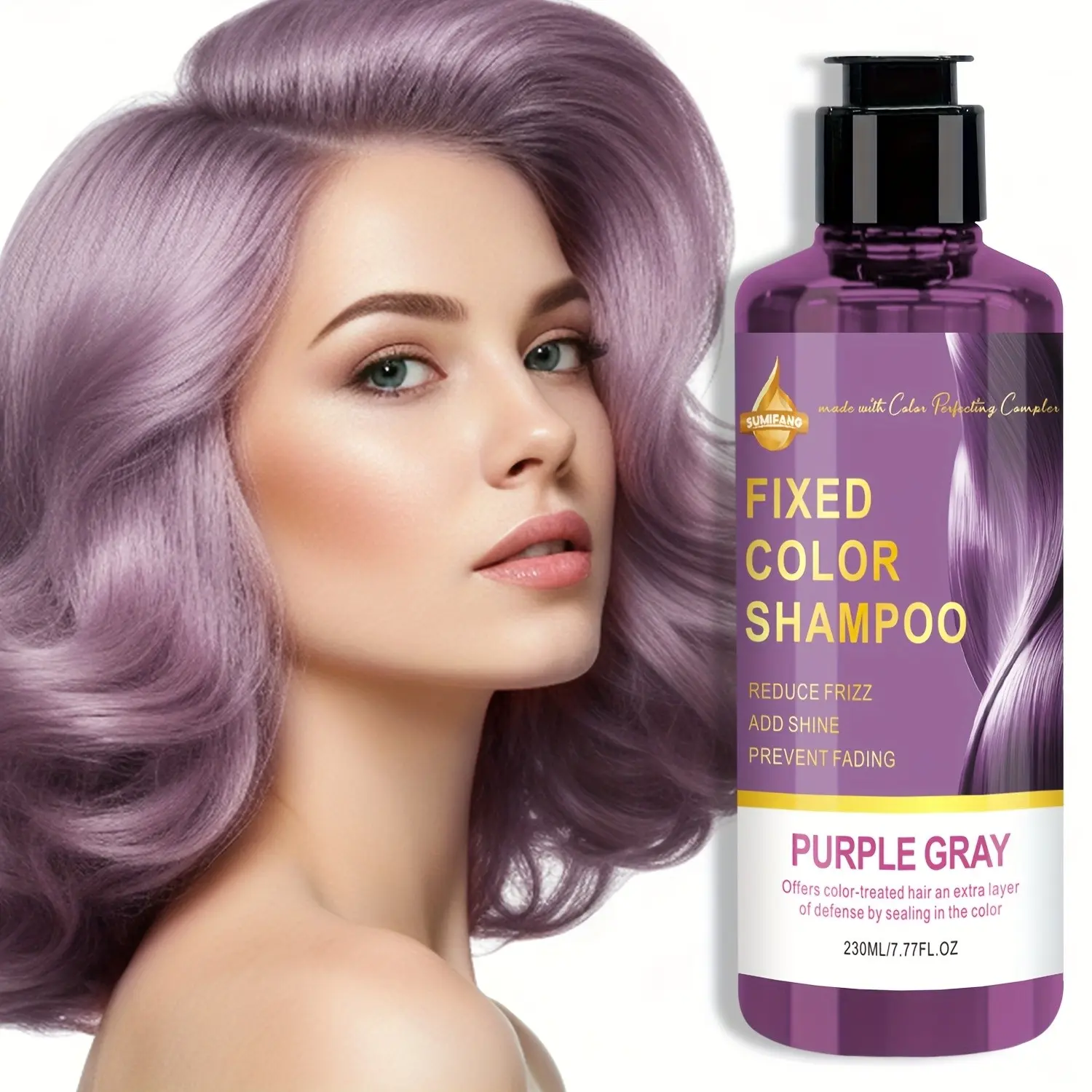 Purple-gray color-locking anti brass shampoo 230ml | Restores and protects color in 3-5 minutes, prevents fading and yellowing | Locks in color while repairing frizz, a must-have for dyed hair. Color Maintenance Restorative Shampoo Hair Care Products