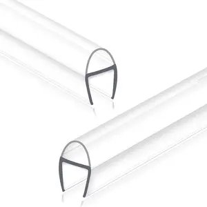 Frameless Shower Door Seal for 3/8" Thick Glass, 2 Pack x 78" U Glass Shower Door Side Seal Strip Bottom Seal Door Sweep, Ultra-Clear Polycarbonate, Stop Shower Leaks Create a Water Barrier
