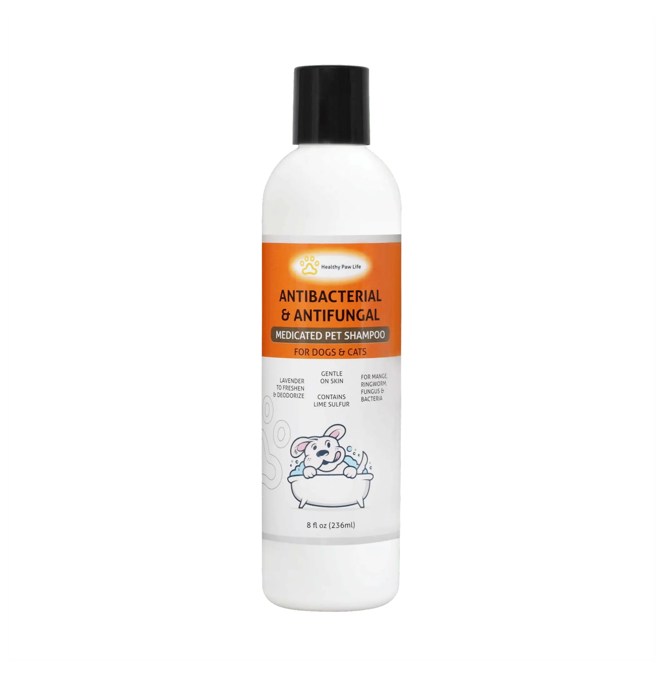 Lime Sulfur Pet Shampoo for Dogs & Cats - Itchy Skin Relief - Medicated for Ringworm, Mange, Fungus - Oatmeal Formula for Dry, Sensitive Skin - Puppy & Kitten Safe 8 oz