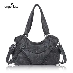 Angel Kiss Hobo Bag for Women Retro Leather Purses and Handbags Roomy Soft Ladies Satchel Bags with Crossbody Strap
