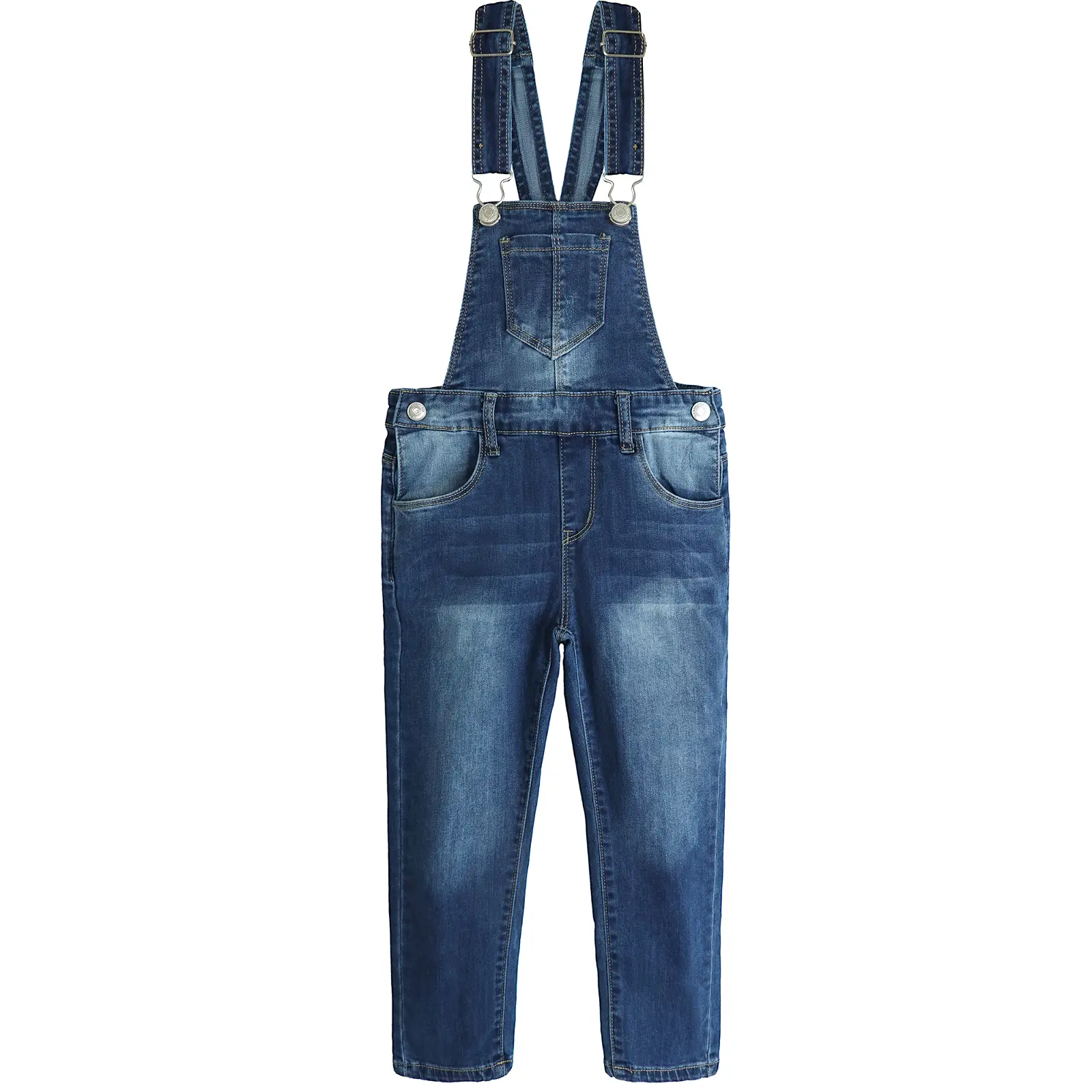 Boys Denim Overalls, 9M-14T Slim Jean Overall Pants with Adjustable Straps, Bib Pocket & Button Sides