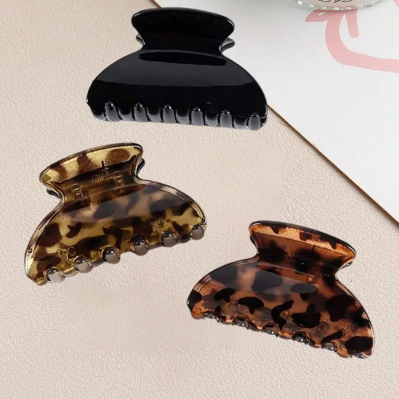 3pcs/Set Leopard Print Semicircle Hair Claws, Retro Minimalist Elegant Hair Accessories, Fashion Versatile Claw Clip Pack For Daily, Casual, Date, Work Use Fashion Hair Clips Fall Winter For Vacation Outfits Woman