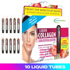 Liquid Collagen Concentrated Drink Mix, Tropical Strawberry & Kiwi Flavor (10ml) Collagen Dietary Beauty Fitness Supplement, Mix with Water