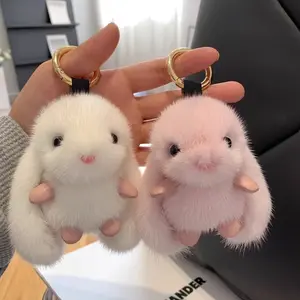 Cute artificial mink rabbit keychain - Girl's gift, backpack accessories | Plush toy car accessories, backpack decoration, children's plush toys Pink