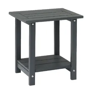 CalidoCasa 2-Tier Outdoor HDPE Side Table, Weather Resistant Patio End Table for Adirondack Chairs, Balcony Porch Garden Poolside Small Space Storage Furniture