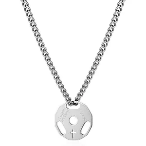 Accessories: Men's Fitness Dumbbell Necklace Sports Choker Fashion Pendant Stainless Steel Necklace