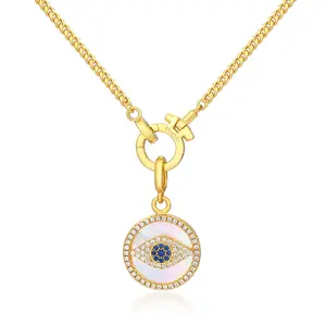 EVIL EYE NATURAL SHELL PENDANT NECKLACE