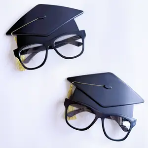 2 Pcs Graduation Photo Glasses, Fun Bachelor Hat Design, Add Color to Your Graduation Photos, Party Glasses, Plastic Frame