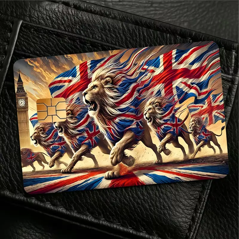 Patriotic UK Credit Card Skin, British Lion Union Jack Sticker, Premium Vinyl Card Cover, Scratch Resistant Waterproof Bank Card Decal, Gift for Him Her