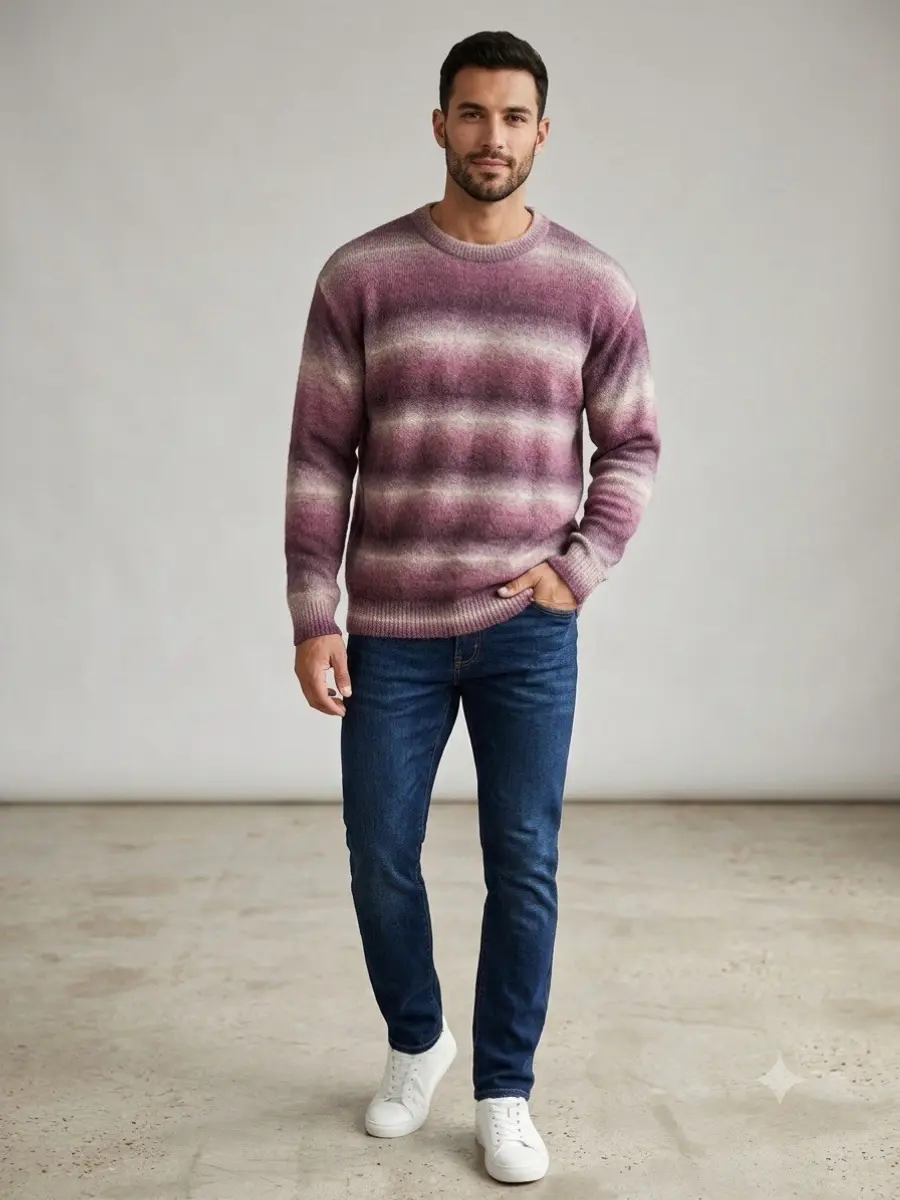 Menswear Casual Long-Sleeve Pullover Sweatshirt, Original-Use Crew Neck Style, Size XXL B.8, Sweatshirts