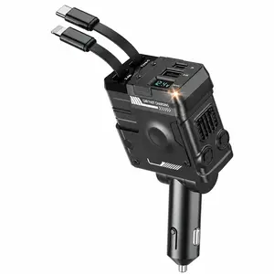 Retractable Car Charger with Retractable Cables (31.5 inch), 4 in 1 Super Fast Car Phone Charger, 2 USB Ports Car Charger Adapter, Compatible with iPhone 17 16 15 14 13 Pro Max, iPad, Pixel