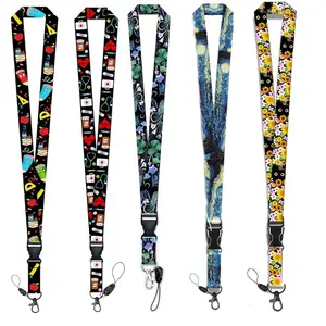 Colorful Lanyard, 1 Count Removable Lanyard for ID Card, Name Badge Holder, Office Stationery & Supplies for Students & Teachers