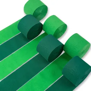 PartyWoo Green Crepe Paper Streamers, 6 Rolls (1.8 in x 82 ft Each, 492 ft Total) - Hunter Emerald Forest & Light Green, for Graduation Gifts, Jungle Parties, Party Event Props