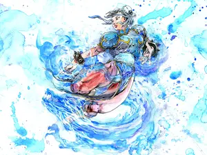 Amazing Chun Li Street Fighter Watercolor fan art 12x18 inches