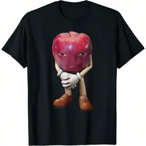 Men's Short Sleeve T-Shirt Funny Apple Face Meme Wapple Unisex Soft Fabric Breathable ComfortableTropical Streetwear adult funny t-shirt top clothing Vintage tee all-season comfort fit Apparel Cotton Menswear Fitted Green Personalized