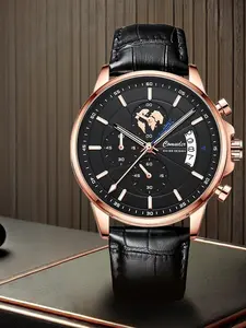 Men's Business Fashion Round Dial Analog Quartz Watch, with Box, Fashion Luminous Watch for Party, Daily Decor, Trendy All-match & Exquisite Watch for Birthday Gift, Business Fashion Watches