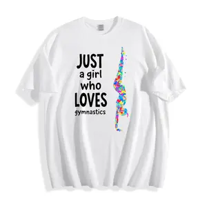 Casual Style Unisex T-Shirt With Just A Girl Who Loves Gymnastics Text And Colorful Silhouette Design Perfect For Gymnastics Enthusiasts Ideal For Spring And Summer Wear Great Gift For Gymnastics Lovers And Athletes