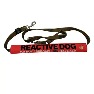 Reactive Dog Leash Cover - Machine Washable, Durable, Weather-Resistant, Secure Fit for Standard Leashes, Vibrant Red Design, "Do Not Approach Stay Back" Message