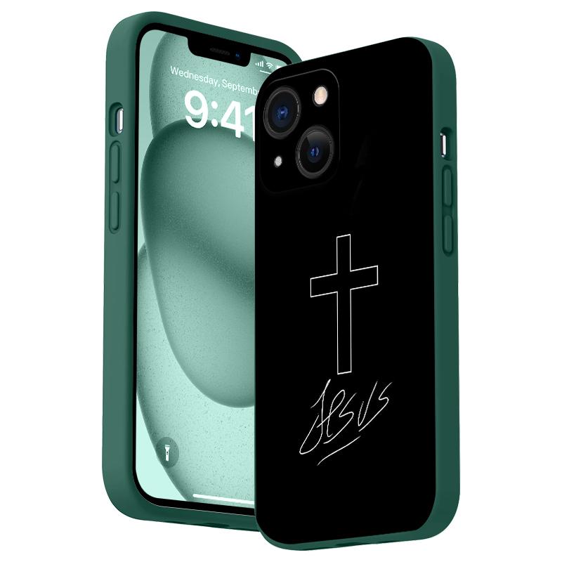 Minimalist Cross Pattern Straight Edge Phone Case for iPhone 17 16 15 14 Pro Max 13 12 11 XR XS Air Plus Shockproof Full Camera Protection Durable slim Silicone Cover