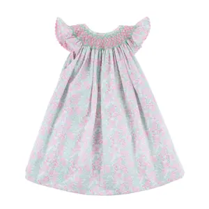 Gardenia Floral Smocked Angel Sleeve Dress