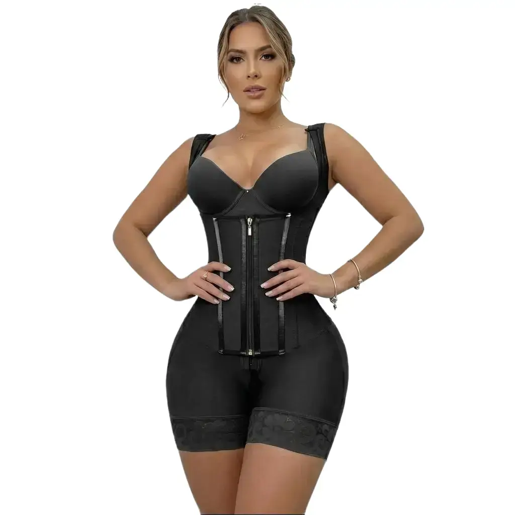 Women's Bodysuit Shapewear - Nylon Blend Corset Faja with Tummy Control, Adjustable Straps, Zip Closure, Junior Sizes, Hand-Washable for Daily Wear