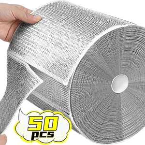 Steel wire dishcloth non-oil steel wire ball rag kitchen special metal wire cleaning cloth double-sided silver wire imitation rigid wire