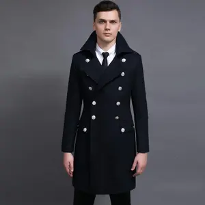 Double-row Retro Woolen Coat Man