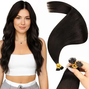 Full Shine I-Tip Pre-Bonded Human Hair Extensions 16-22 Inch Italian Keratin Heat-Resistant Natural Look 40G