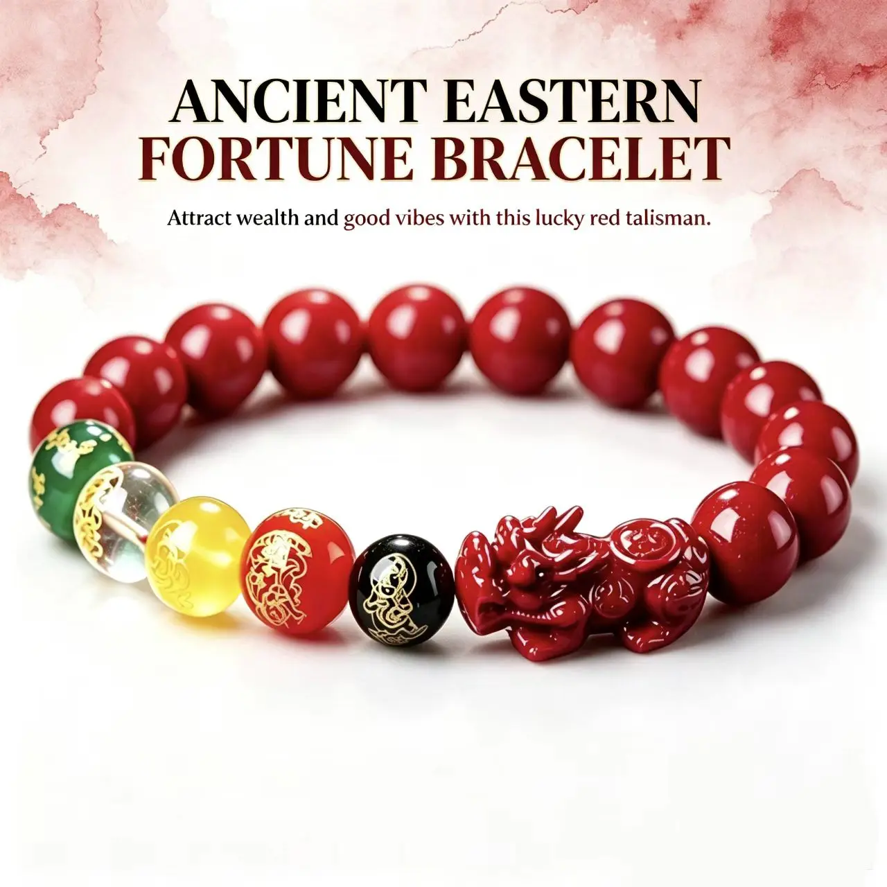 Unisex Oriental Lucky Charm Bracelet - 5-Color, Premium Red Talisman Beads, Fortune Guardian Beast Energy Costume Jewelry sun and moon tok boyfriend birthday gift jax custom enamel bangles zirconia ring uv reactive weighted black with meaning md permanent