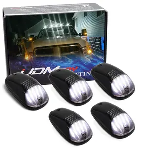 iJDMTOY Black-Out Smoked Lens Xenon White Full LED Cab Roof Marker Lamps Replacement For Dodge 2003-18 RAM 1500 2500 3500, Also Universal Fit For Other Trucks