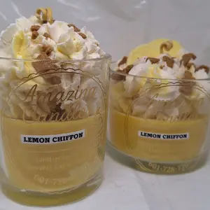 Amazing Candles Lemon Chiffon Hand-poured Dessert Collection Candle with Lemon Slices and Whipped Cream