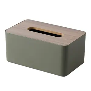 japanese style tissue box wooden panel plastic body minimalist desktop napkin holder for living room