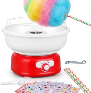 Cotton Candy Machine, Cotto Candy Maker for Kids with Cartoon DIY Stickers, 6 Paper Cones & Sugar Scoop, Homemade Candy Machine for Birthday, Party Gatherings,Christmas Halloween Gift