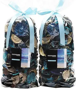 Qingbei Rina Potpourri Bags,Ocean Breeze Scented Potpourri Dried Flower, Summer Bowl Vase Filler, Home Fragrance Sachet Petal,Seashell Beach Coastal Bathroom Decor, 8.4 oz(Turquoise Teal)