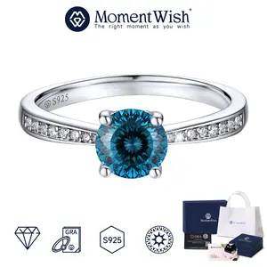 【#16 Customized Promise Ring】MomentWish Birthstone Synthetic Moissanite Promise Ring for Her, 1 Carat Customized Engagement Ring