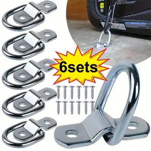 6pcs Heavy-Duty D-Ring Mounting Plates, Floor Hooks/tie-Down Anchors, 1200 Lb Load Capacity, Durable Metal Straps & Anchors for Truck and Vehicle Cargo