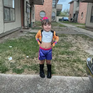 Girls K-Pop Rumi Mira Role Play Costume Set 3pcs Short Sleeve Crop Top Skirt Halloween Party Dress Up Clothes for Kids Comfortable Polyester Fabric Superstar Outfit