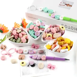 36pcs Silicone Focal Beads, Sunflower Cactus Bow Set, Assorted Styles, Suitable for Various DIY Beaded Pens, Bracelets, Necklaces, and Phone Charm Making.