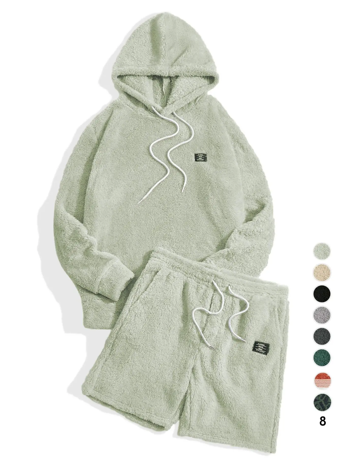 Two-piece Set Men's Letter Patched Drop Shoulder Hoodie & Drawstring Waist Shorts Set, Casual Fashion Cozy Regular Fit Outfits for Daily Outdoor Wear,