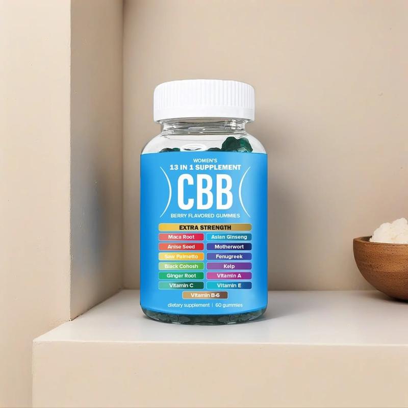 CBB Gummies Women's Support Supplement Berry Flavored with 9 Herbal Extracts Vegan Gluten Free Soy Free 1 Month Supply 60 Gummies for Health & Fitness