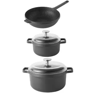 BergHOFF GEM Non-stick Cast Aluminum 5Pc Cookware Set, Casserole, Open Stir Fry Pan & Stockpot