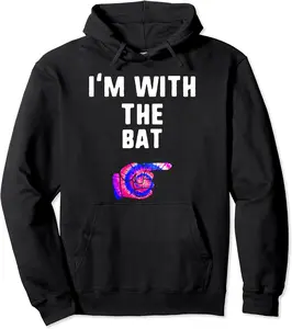 I'm With Bat Tie Dye Halloween Matching Couple Costume Pullover Hoodie - 48B08H9ZKVB3