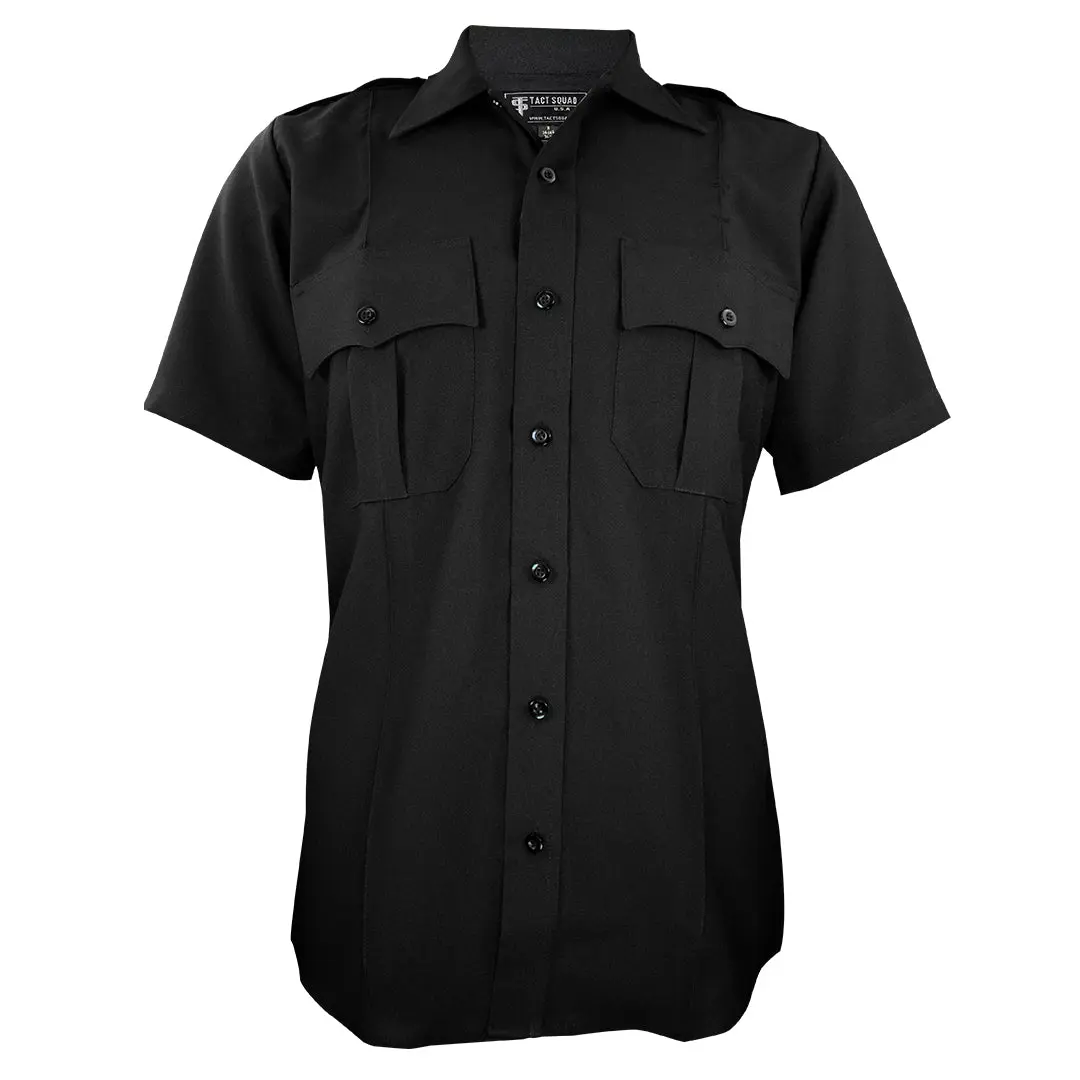 100% Polyester Short Sleeve Uniform Shirts Zippered Black Color