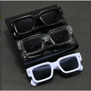 Men Women 2-Pack Y2K Retro Square Sunglasses UV400 Black & Transparent Frames Streetwear