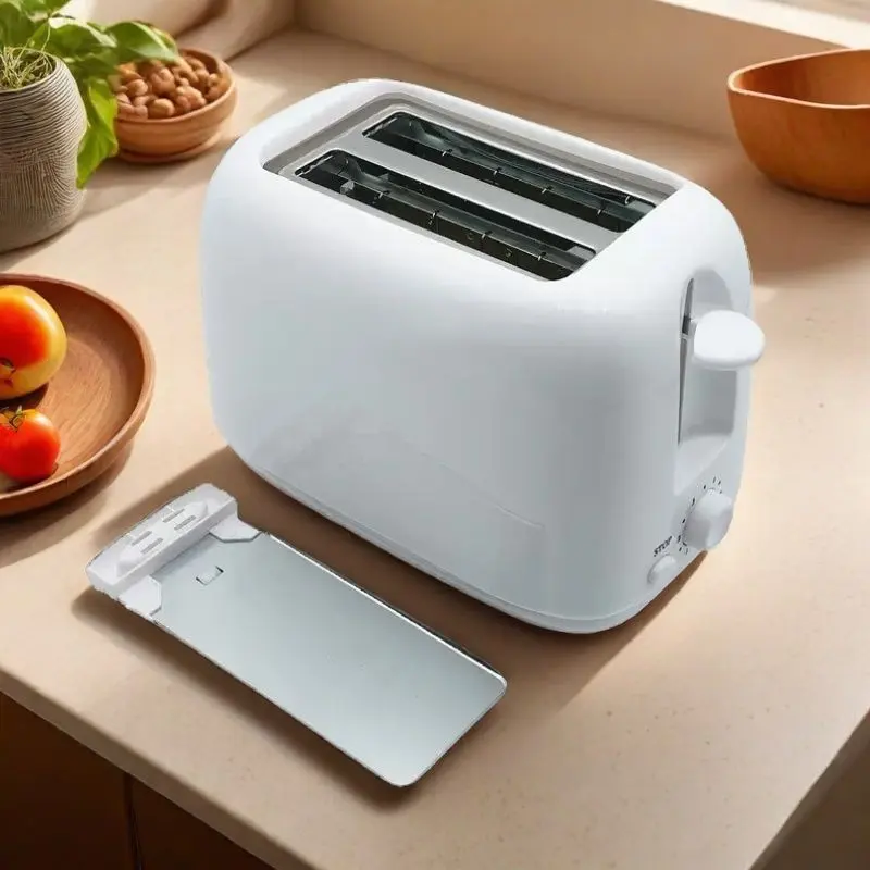 Wide Slot Automatic Pop-Up Toaster - 25x16cm Space-Saving, Energy-Efficient Kitchen Appliance with Adjustable Heat, Temperature Control, Easy-Remove Design, 1-Key Operation for Dorm & Daily Breakfast Use